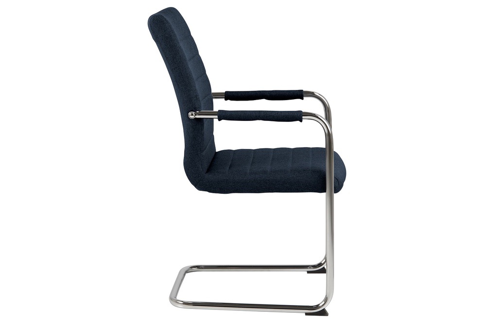 Designová jídelní židle Daitaro s opěrkami tmavomodrá / stříbrná
