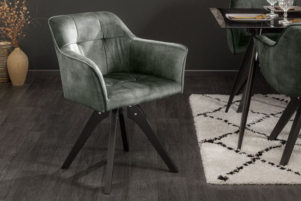 Designová otočná židle Giuliana zelený samet - Skladem