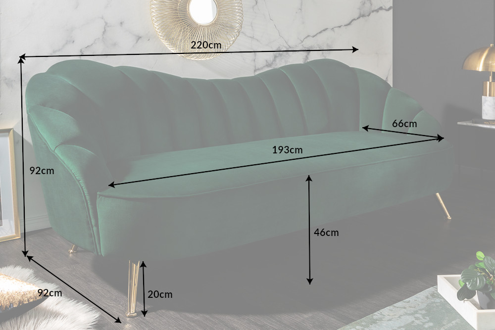 Designová sedačka Adalia 220 cm zelená