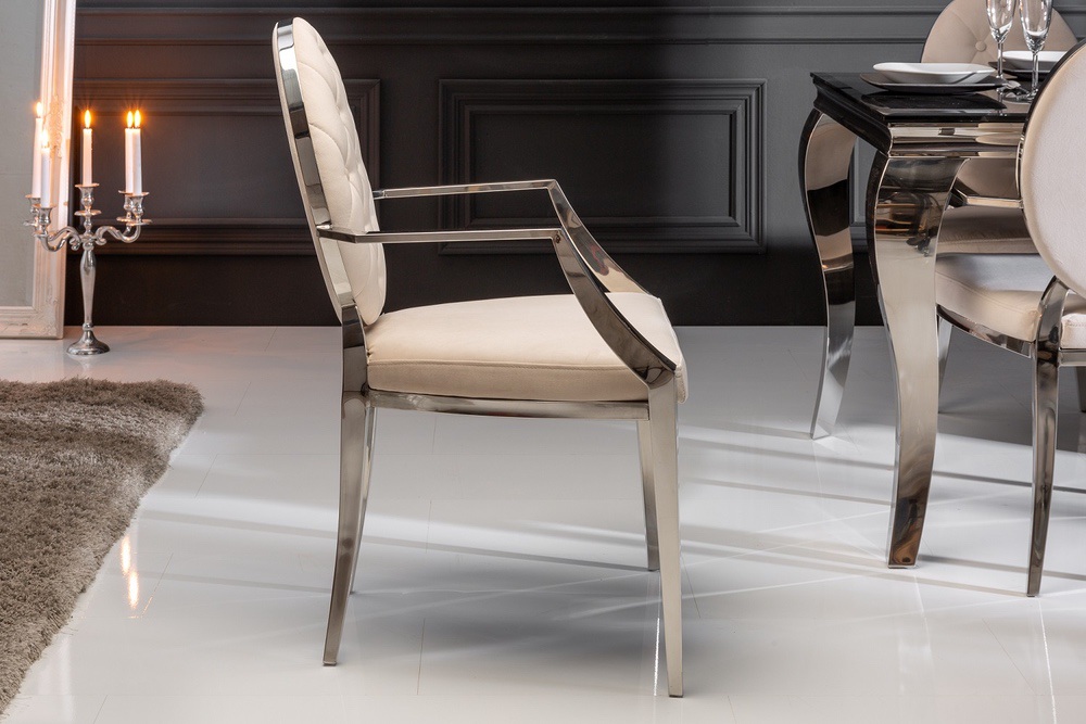 Designová židle s opěrkami Rococo II béžová - skladem