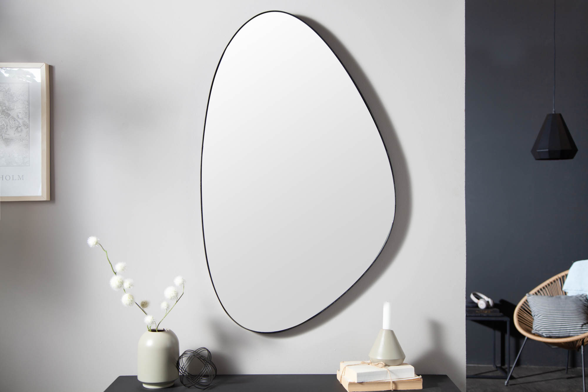 تسلم حلزوني تنوير  Zrcadla: Designové nástěnné zrcadlo Daiwa 90 cm černé