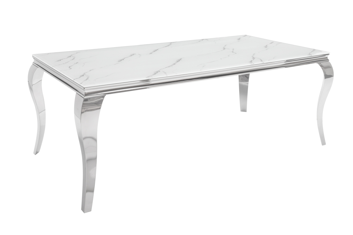 Designový jídelní stůl Rococo 200 cm stříbrný - mramor