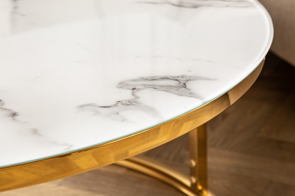 Designový konferenční stolek Latrisha 80 cm vzor mramorová imitace