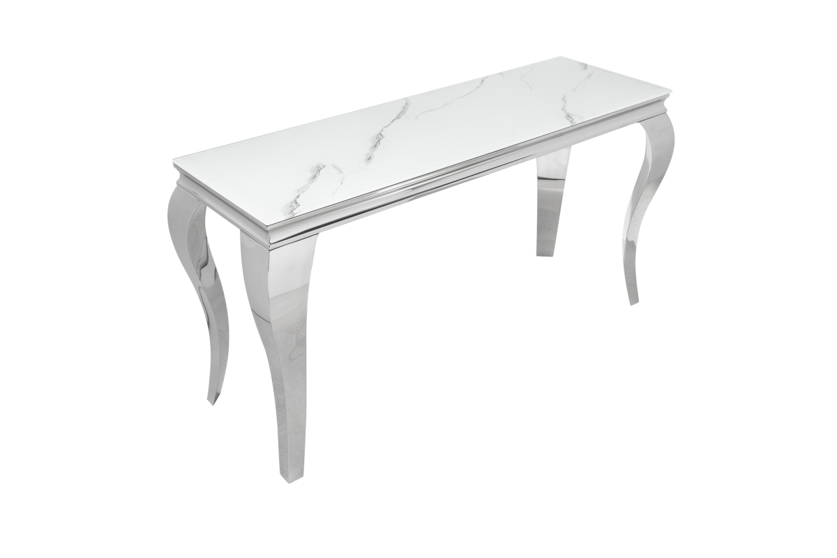 Designový konzolový stůl Rococo 145 cm stříbrný - mramor - Skladem (RP)
