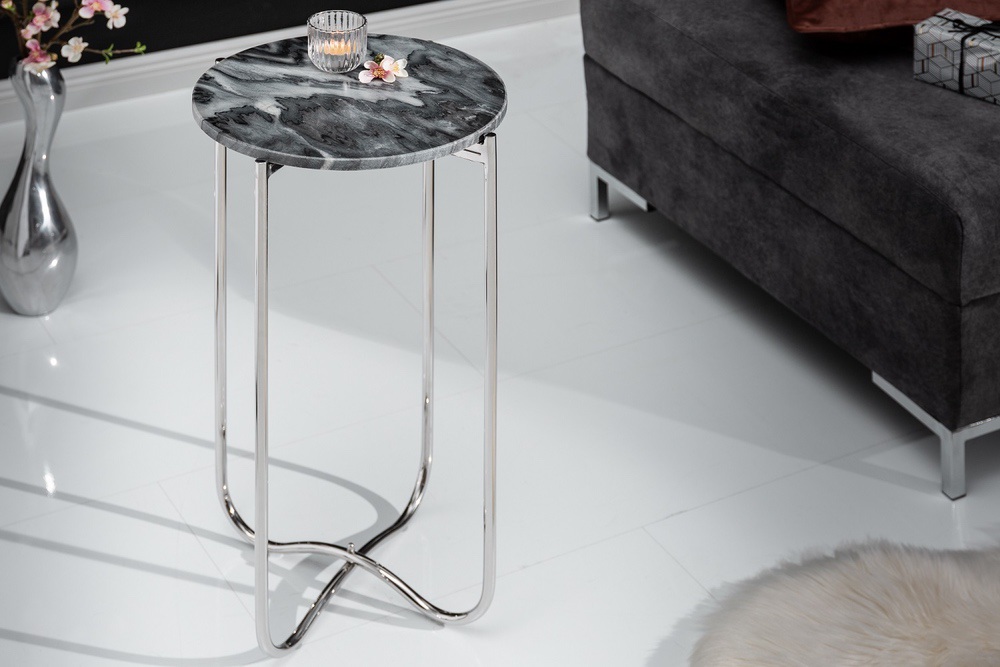 Designový odkládací stolek Tristen I 35 cm mramor šedý 