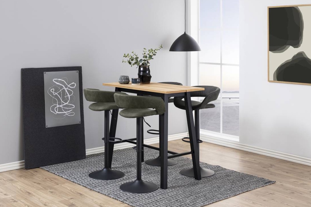 Designová barová židle Natania olivově zelená a černá - otevřené balení