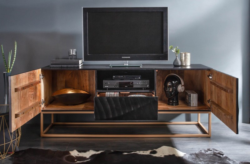 Designový TV stolek Shayla 160 cm černý - mango