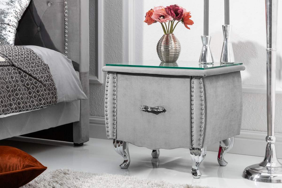 Noční stolek Spectacular, 45 cm, stříbrno-šedý 