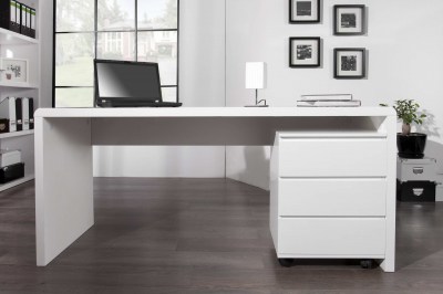 Kancelářský stůl Barter 160cm bílý vysoký lesk