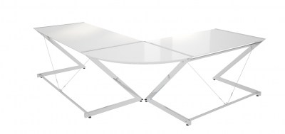 Dizajnový stôl Prest chrómovaný biela