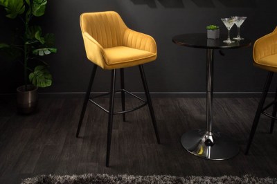 Designová barová židle Esmeralda hořčičný samet