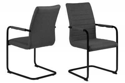 Designová jídelní židle Daitaro s opěrkami tmavě šedá / černá