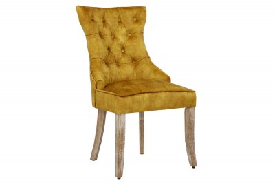 Designová stolička Queen samet hořčicová žlutá