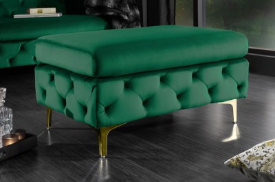 Designová taburetka Rococo zelená / zlatá