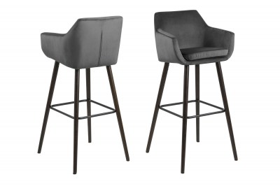 Designová barová židle Almond tmavě šedá / tmavohnědá