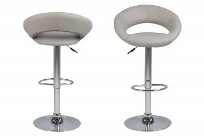 Designová barová židle Navi šedohnědá a chromová