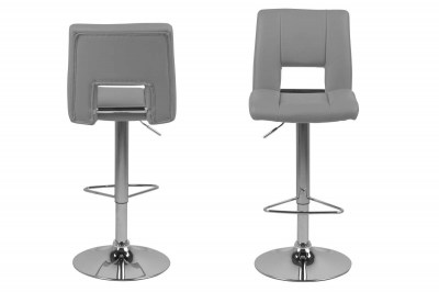 Designová barová židle Nerine šedá a chromová-ekokůže