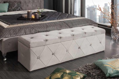 Luxusní lavice Spectacular 140 cm stříbrošedý samet 